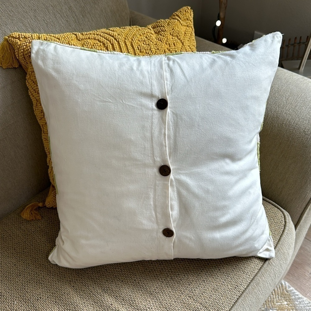 West elm boho chevron stitch green and cream accent pillow cover - Picture 3 of 8